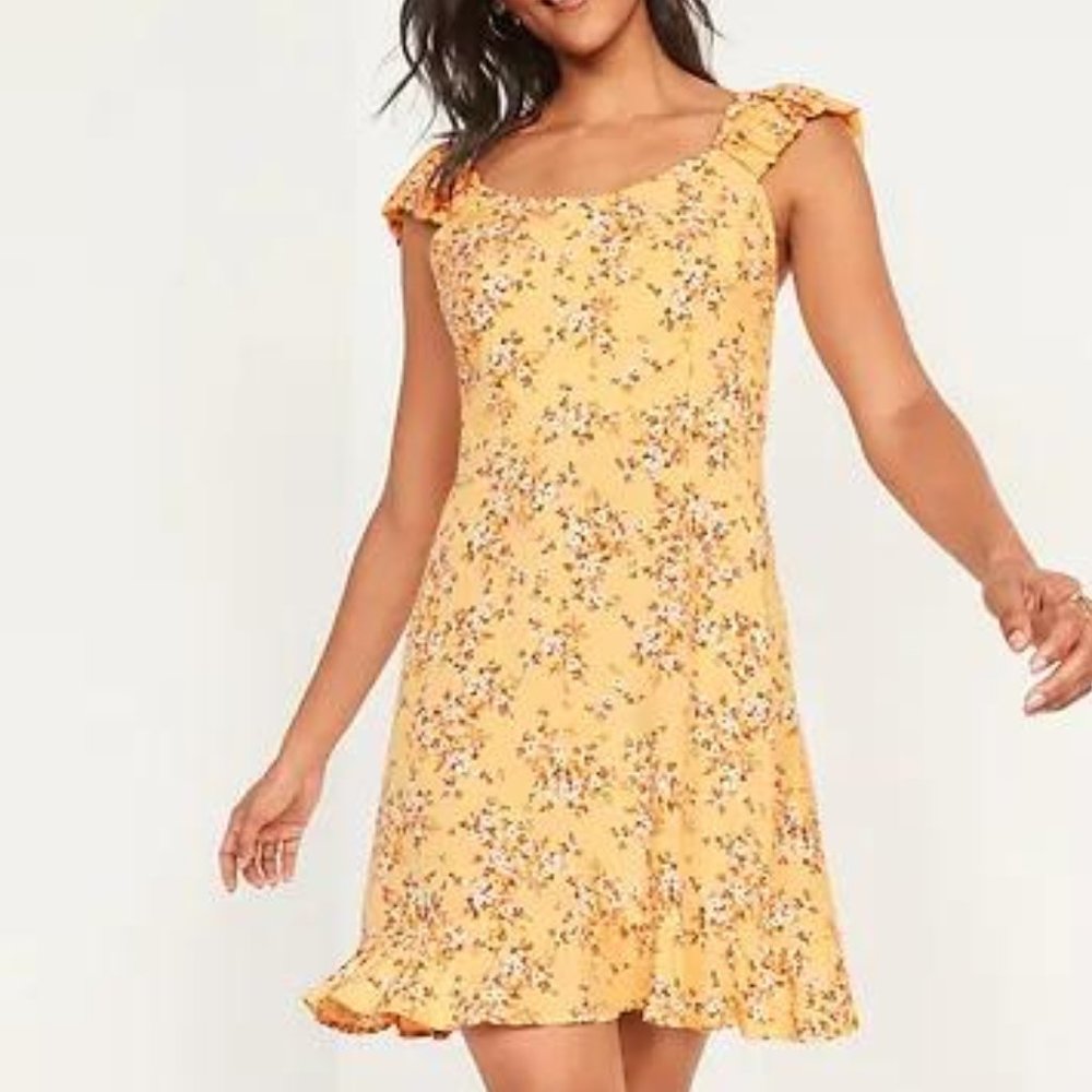 Old Navy Fit and Flare Puff-Sleeve Floral-Print Dress for Women New - Picture 8 of 8
